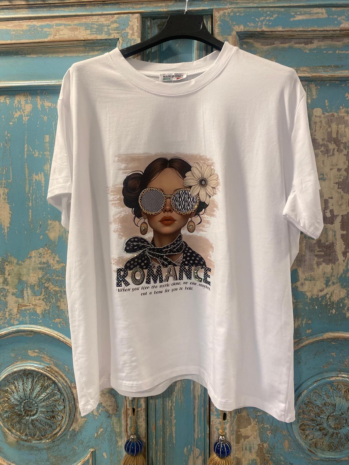 Camiseta blanca chica gafas DONDOLA