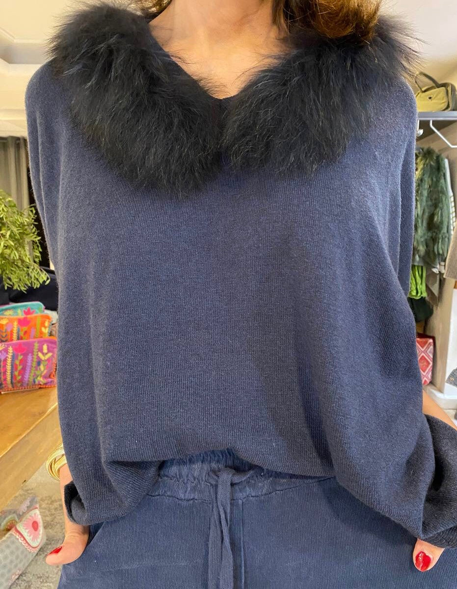 Jersey estilo poncho cuello pelo DONDOLA