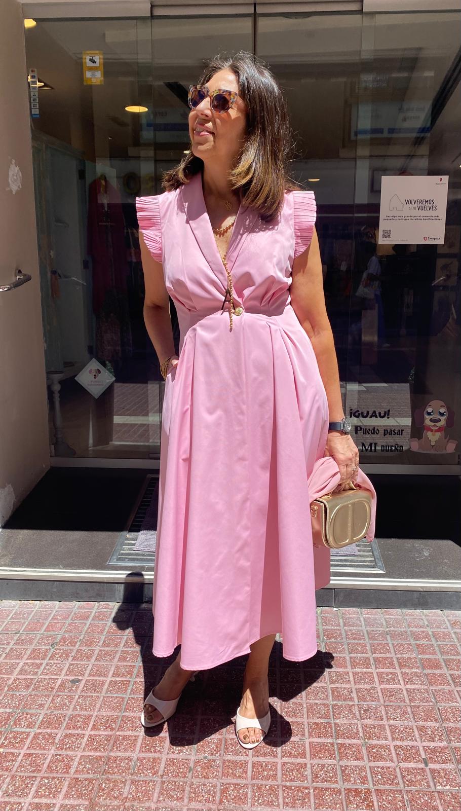 Vestido solapas botón detalle mangas DONDOLA