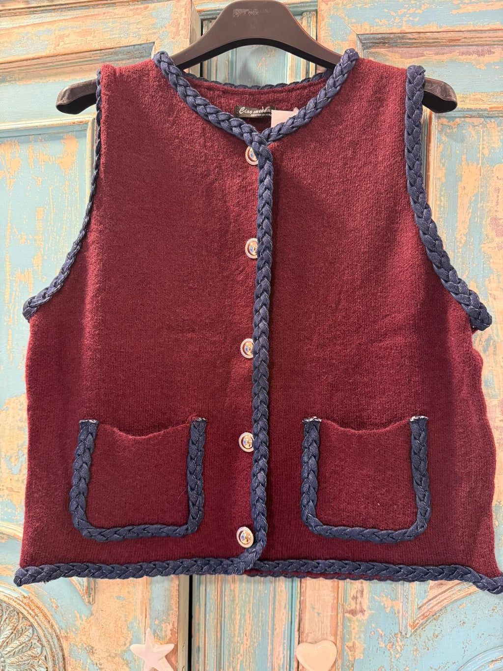 Chaleco punto acabados denim trenzado DONDOLA