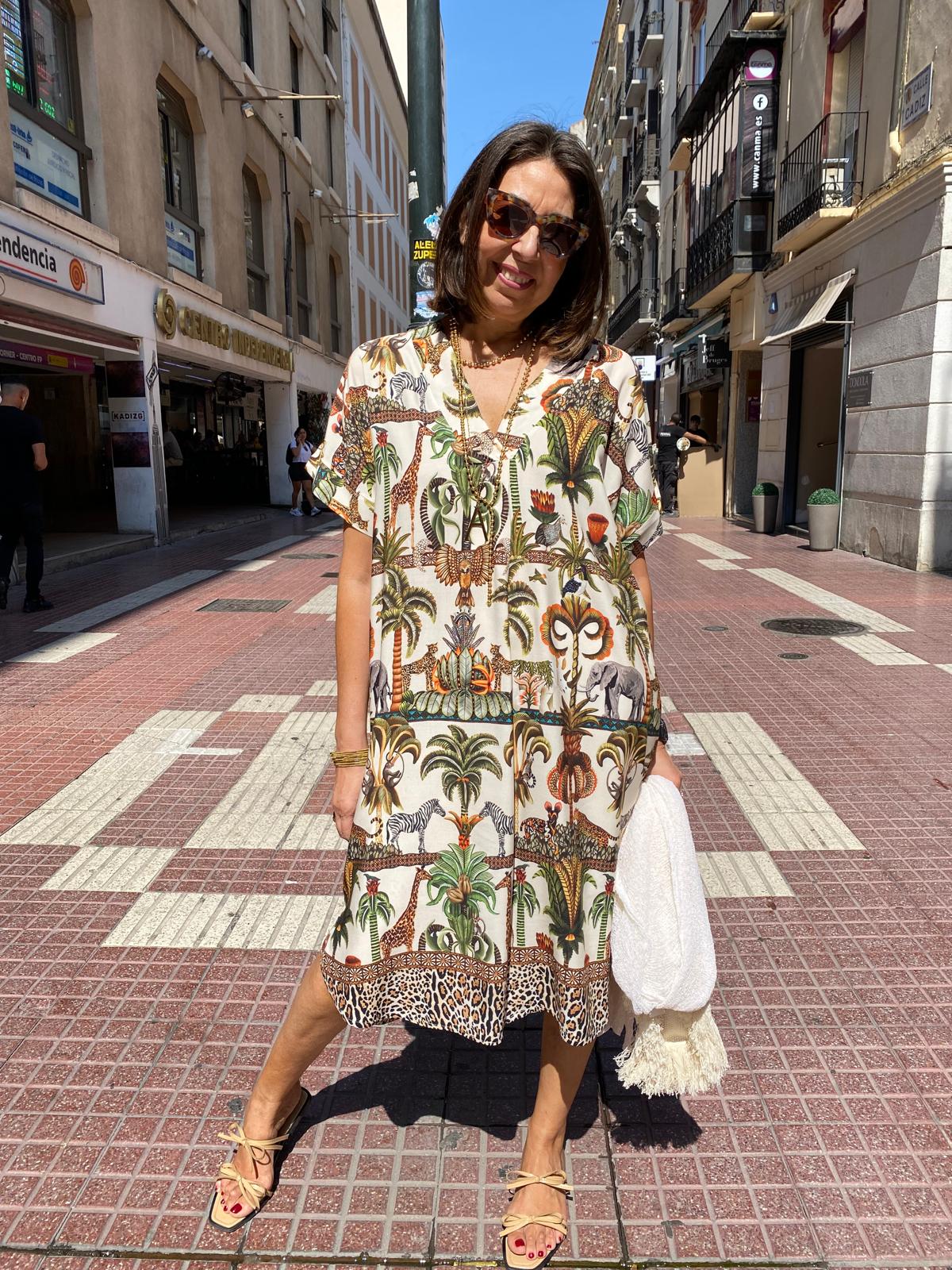 Vestido safari suelto manga corta DONDOLA