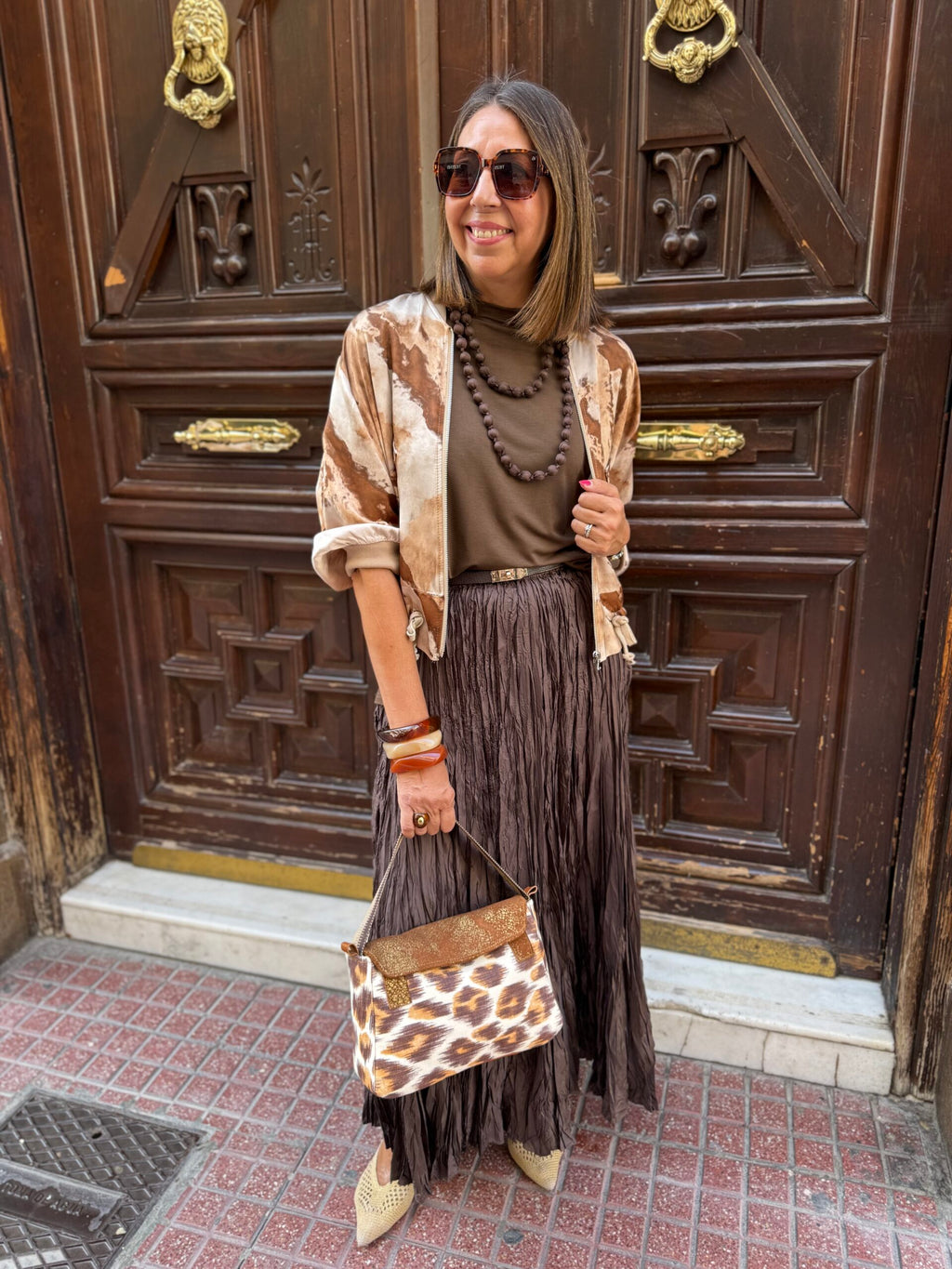 Falda arrugada cintura elástica viscosa DONDOLA