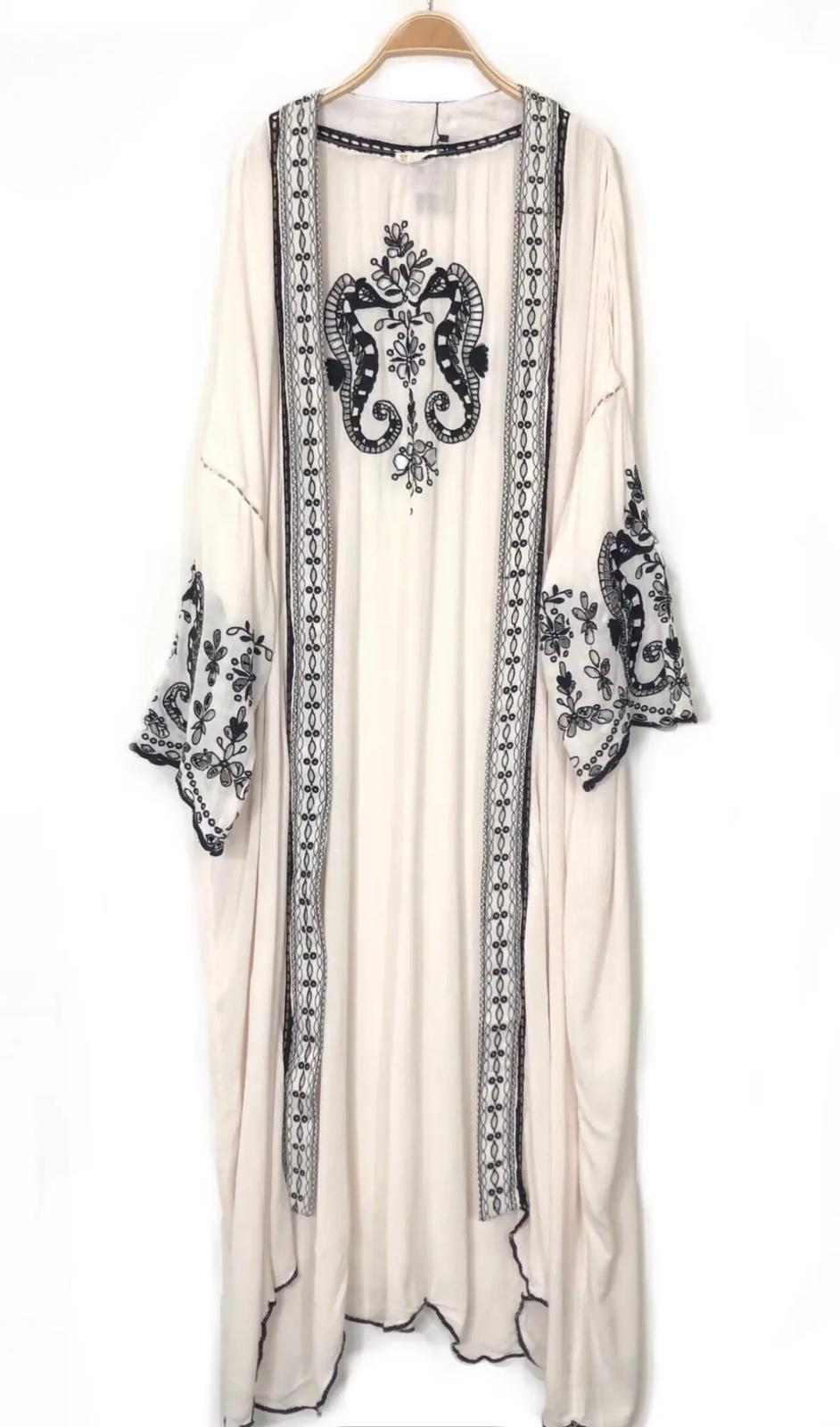 Kimono largo bambula bordados MAR