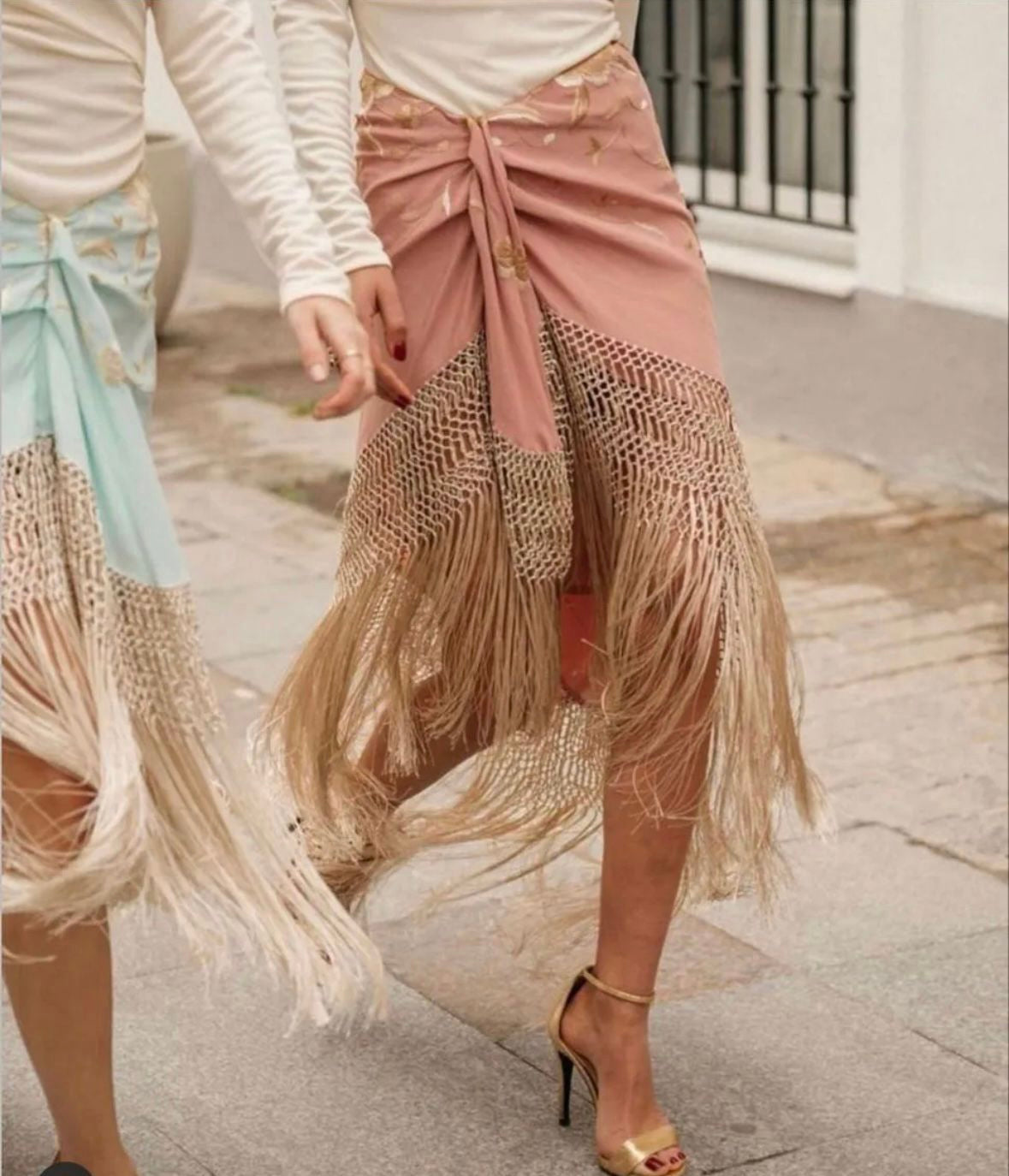 Falda flecos anudada MANILA