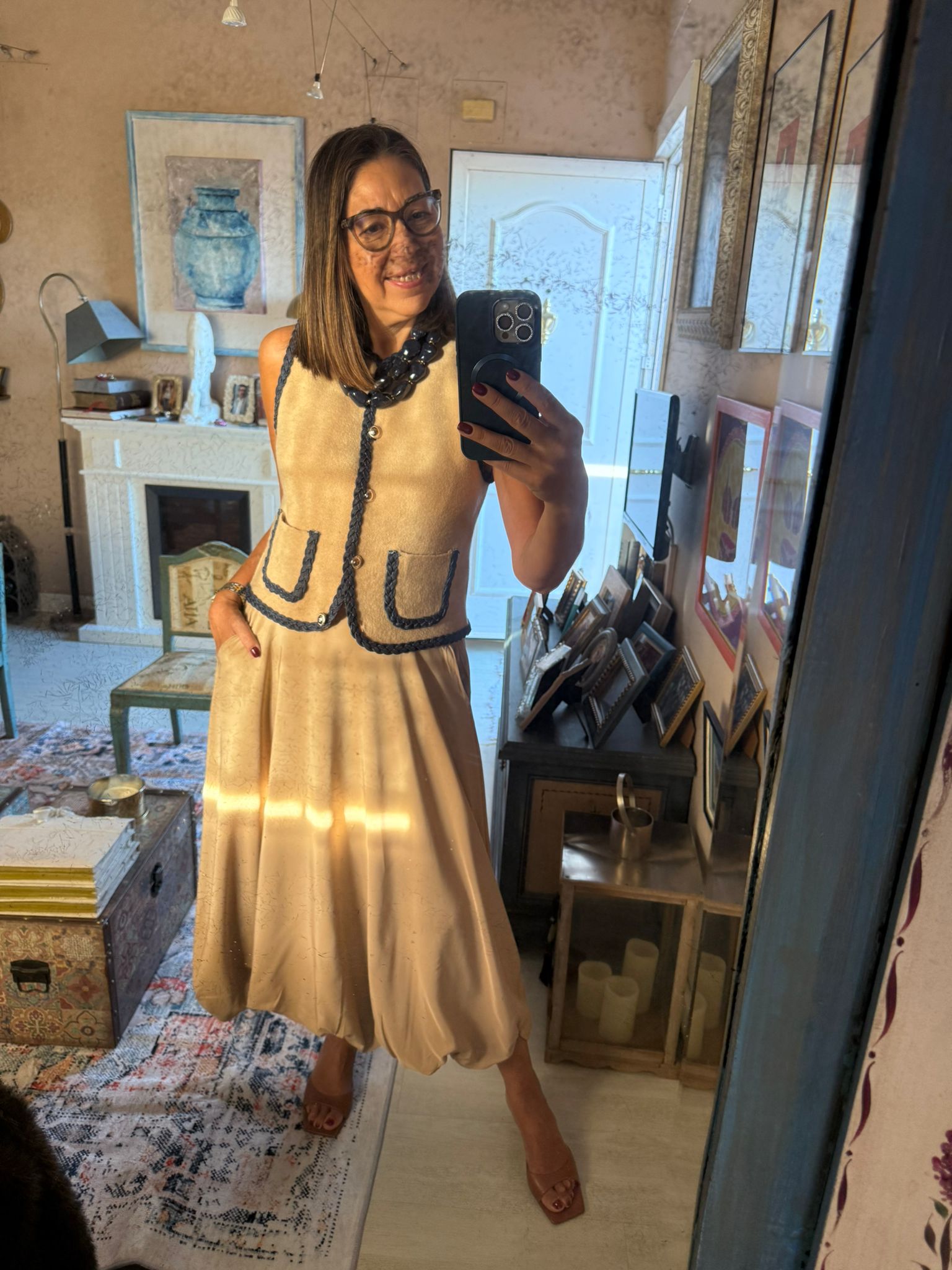 Chaleco punto acabados denim trenzado DONDOLA