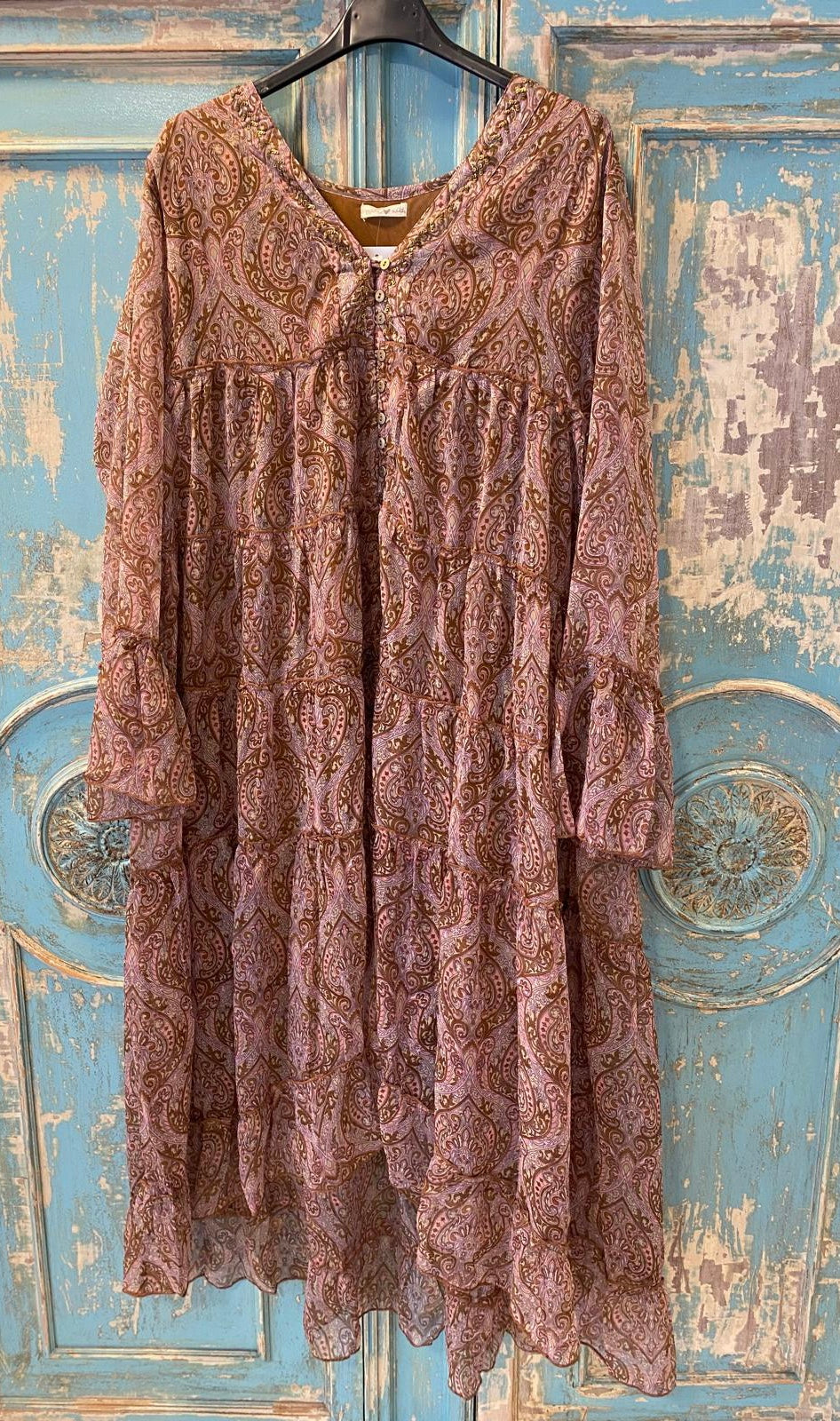 Vestido boho paneles estampado cachemires DONDOLA