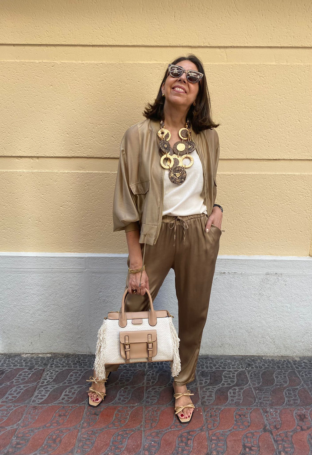 Pantalón satinado elástico cintura DONDOLA