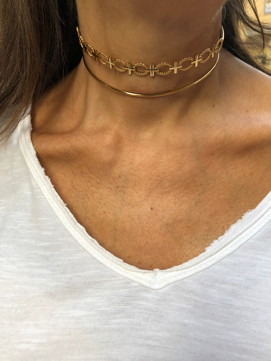 Choker doble de acero motivos geométricos “Clasimport”