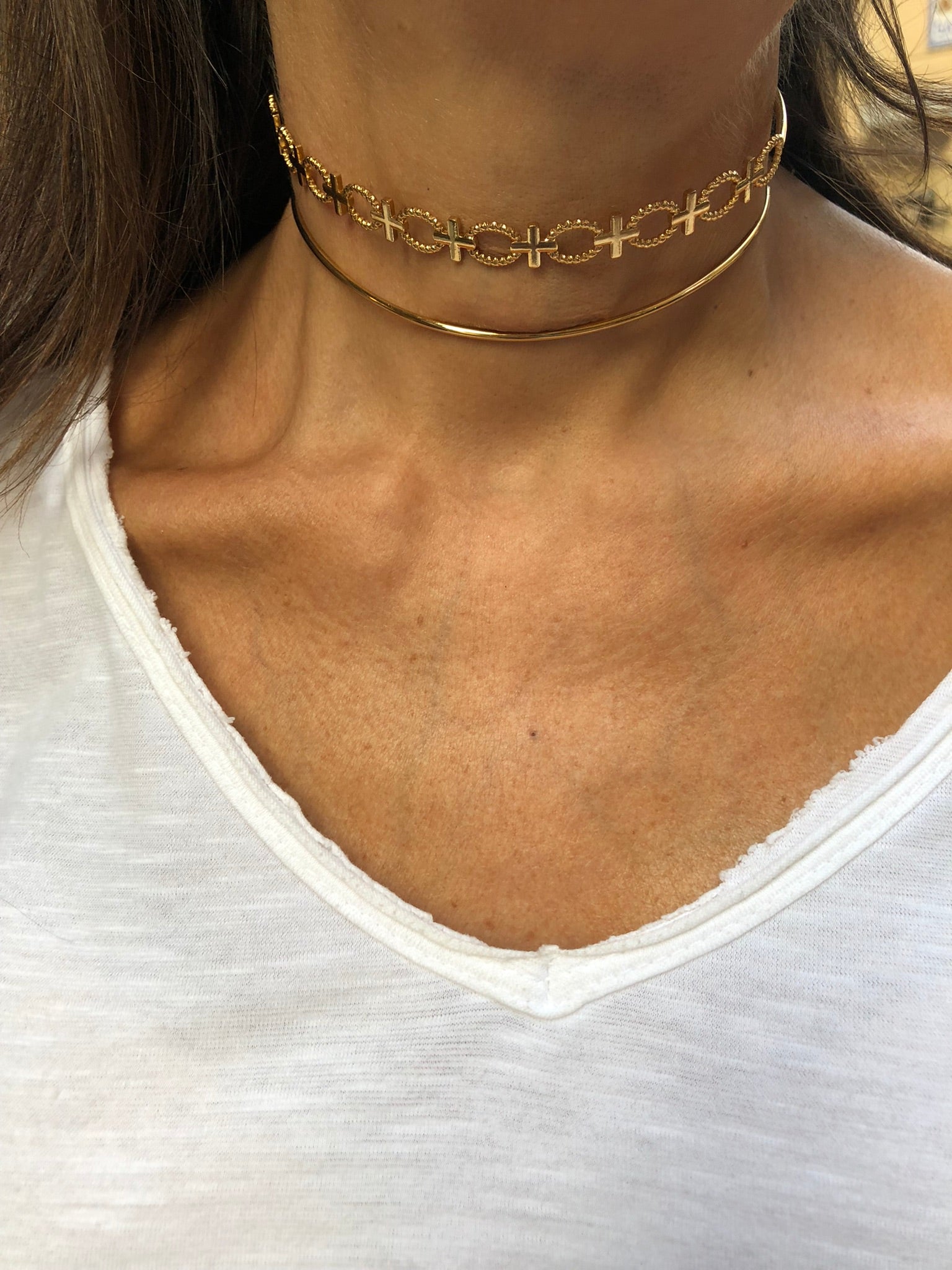 Choker doble de acero motivos geométricos “Clasimport”