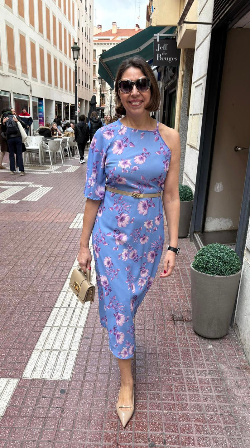 Vestido estampado mangas asimétricas DONDOLA