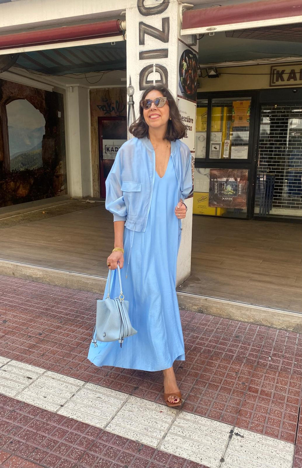 Vestido plisado tirantes con escote pico DONDOLA