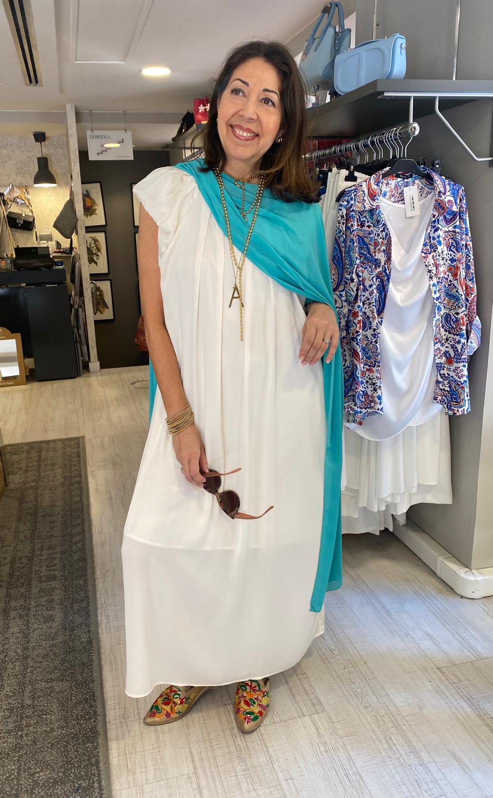 Vestido largo manga sisa abullonada DONDOLA