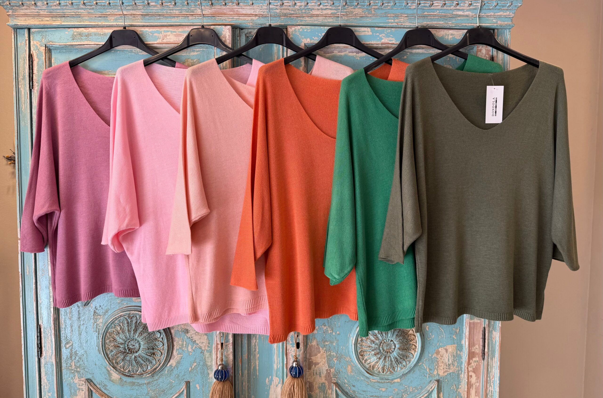 Jersey punto fino escote pico manga 3/4 DONDOLA