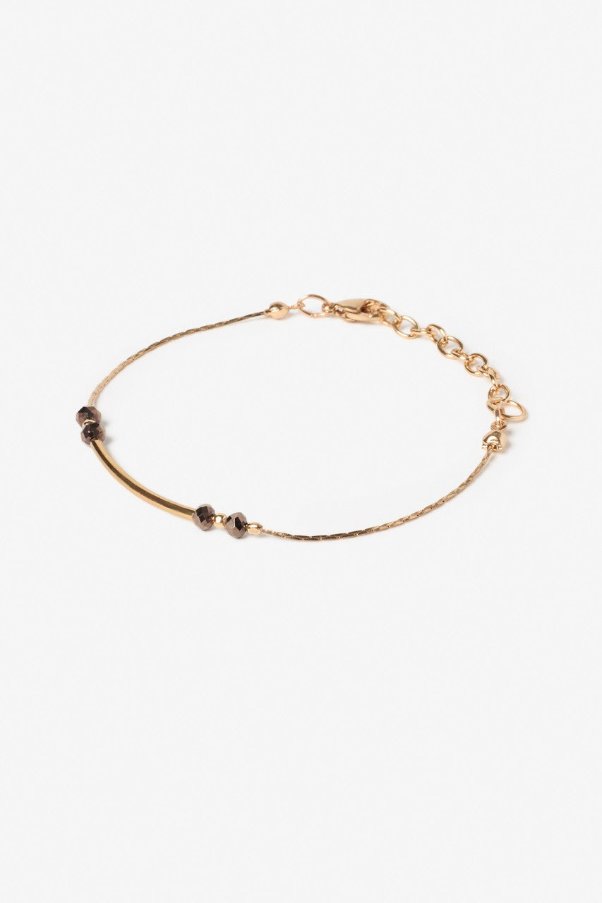 Pulsera pieza metálica y cuentas chocolate “PM.IRENE” NKN