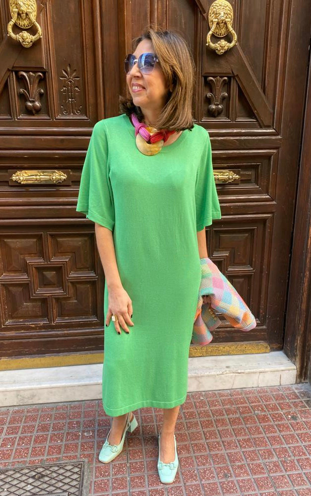 Salón piel tacón medio en verde agua “Hobby”