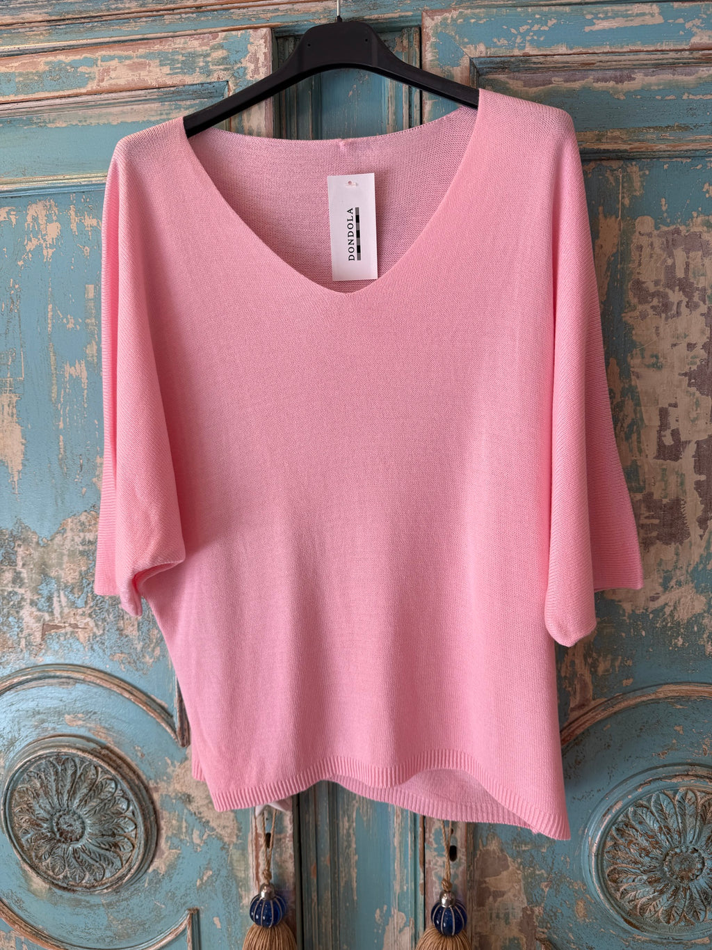 Jersey punto fino escote pico manga 3/4 DONDOLA