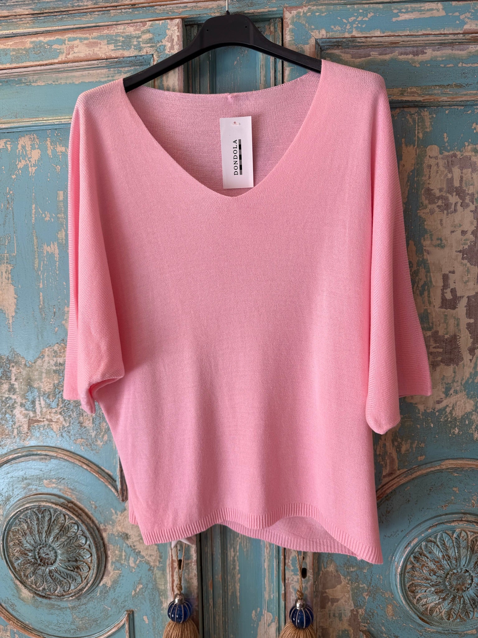 Jersey punto fino escote pico manga 3/4 DONDOLA