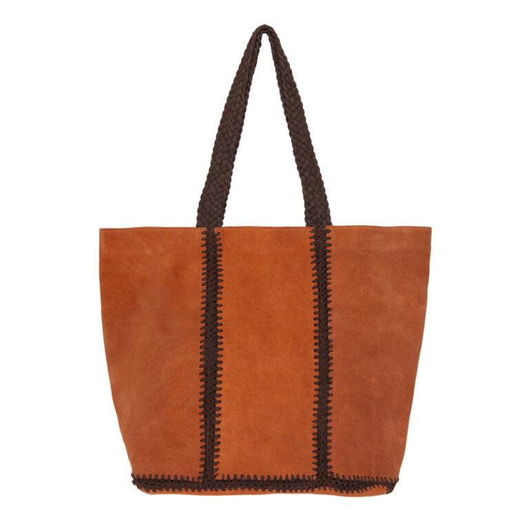 Bolso shopper piel ante y crochet  “ALIBEY”
