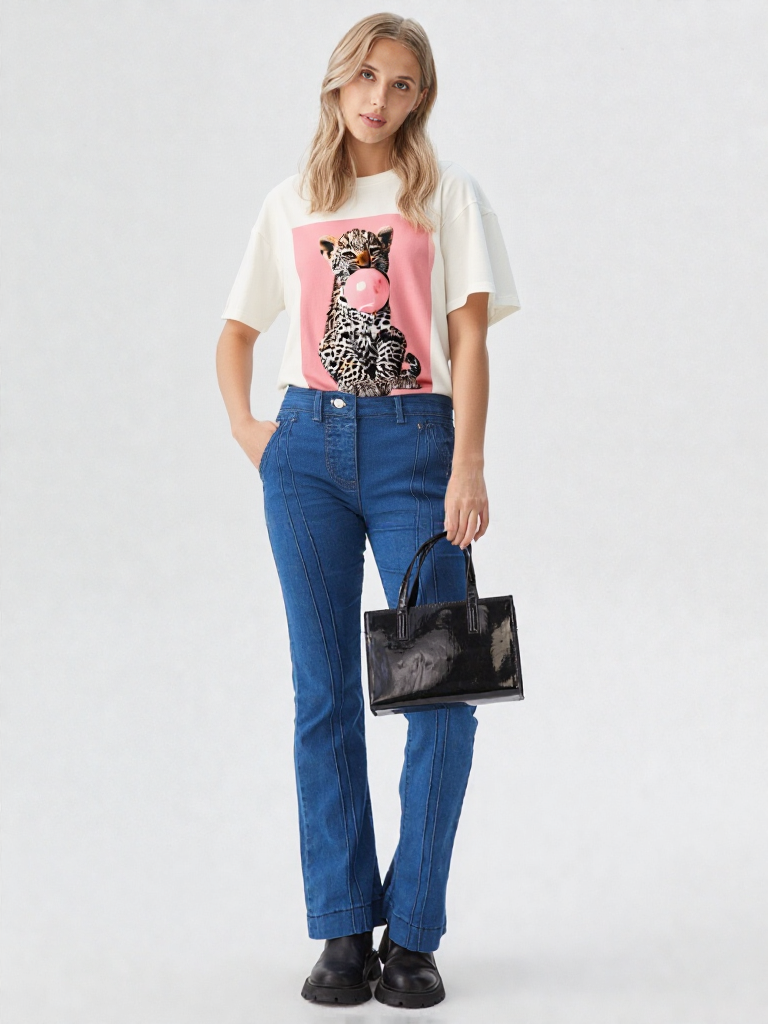 Camiseta Leopardo Chicle Rosa