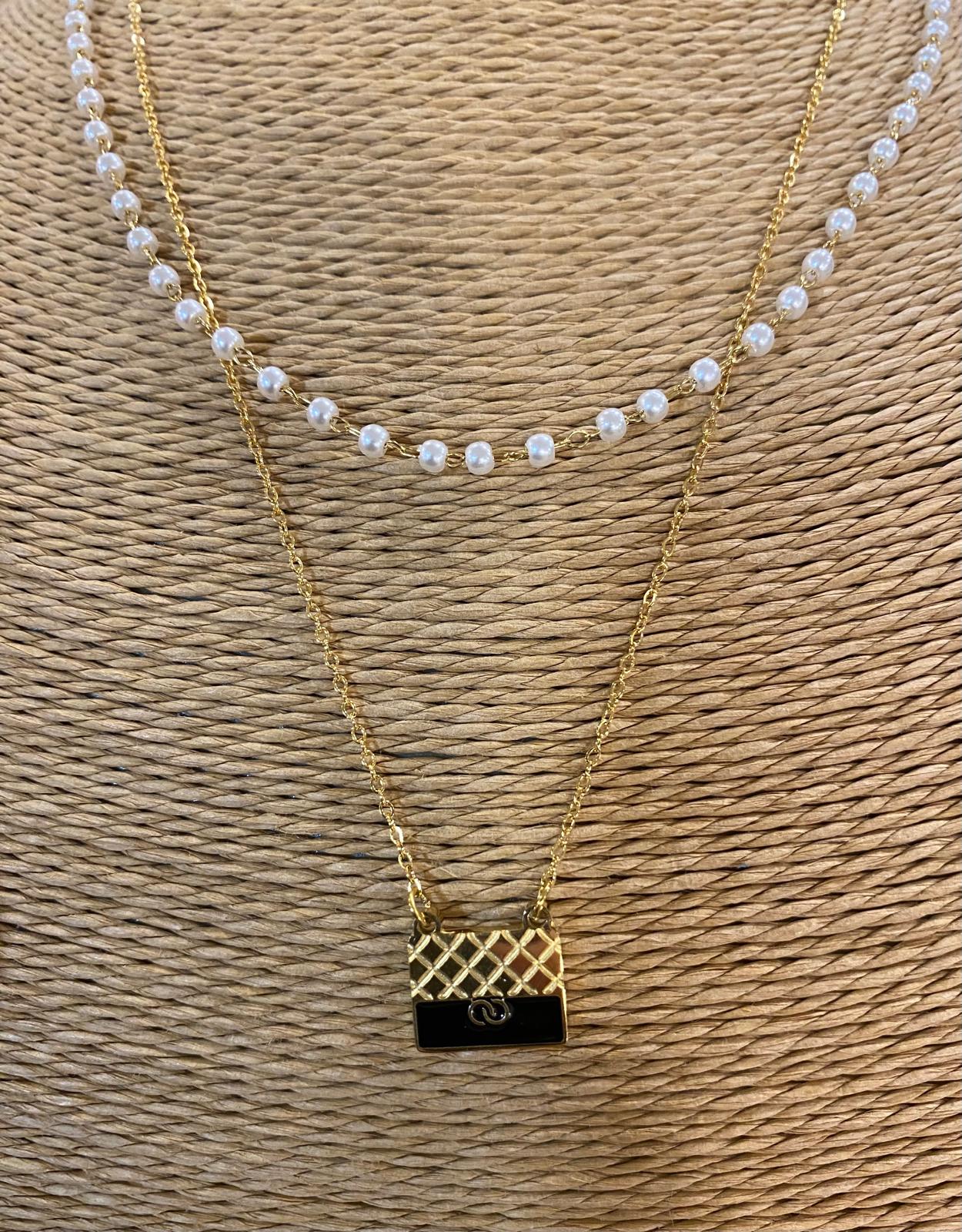 Collar doble perlitas y bolsito DONDOLA