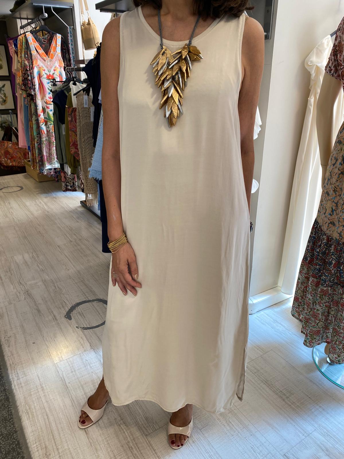 Vestido satinado manga sisa acabados rib DONDOLA