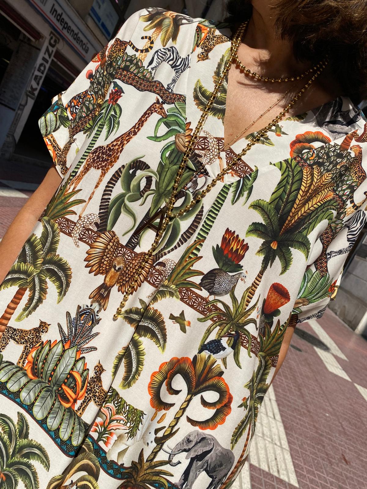 Vestido safari suelto manga corta DONDOLA