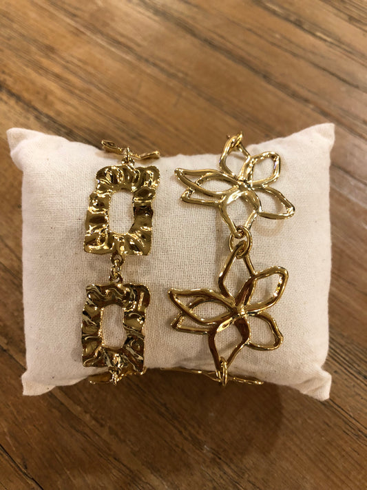 Pulsera dorada piezas acero diferentes formas DONDOLA