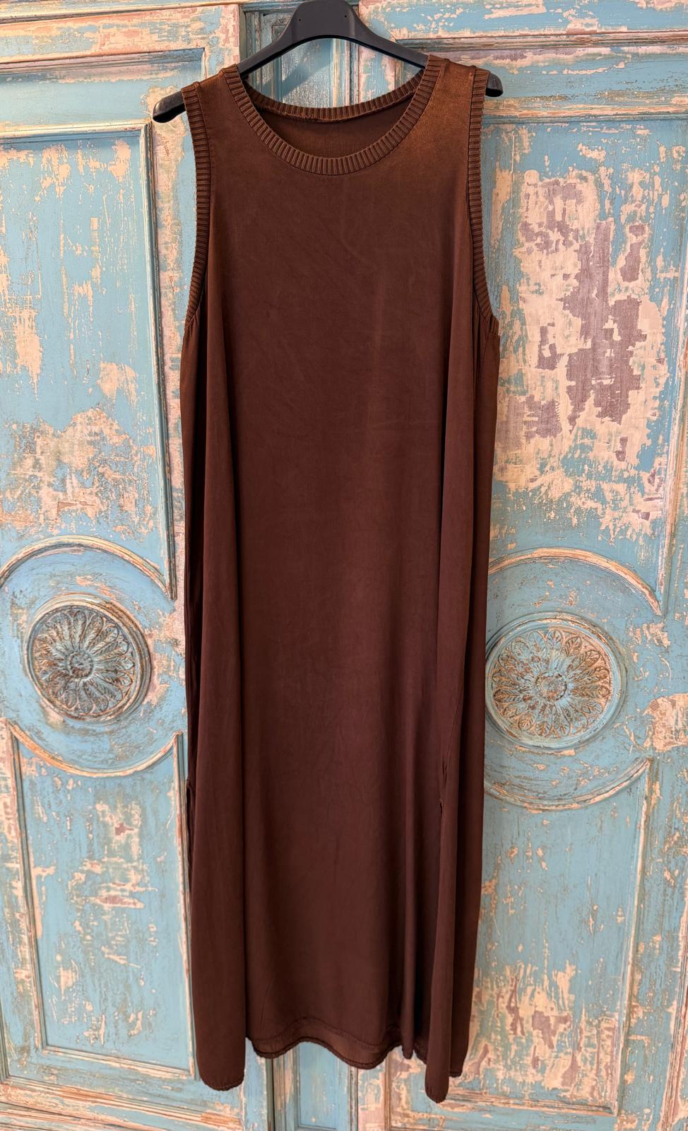 Vestido satinado manga sisa acabados rib DONDOLA