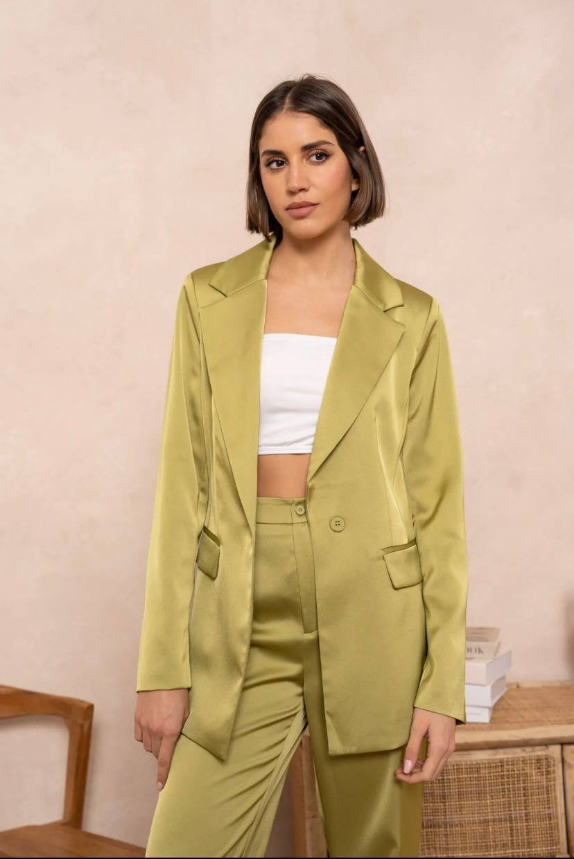 Blazer satinada verde oliva “DONDOLA”