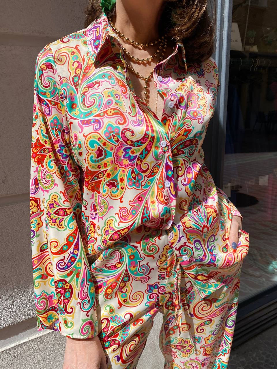 Camisa estampada multicolor(conjunto pijamero) DONDOLA