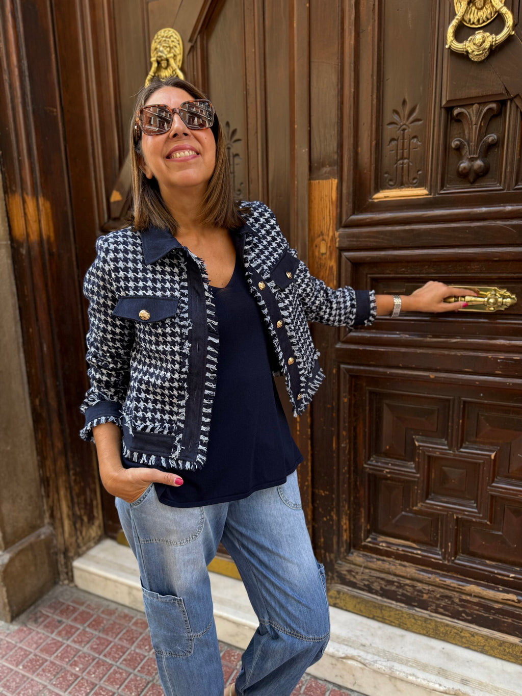 Chaqueta tweed pata de gallo marino DONDOLA