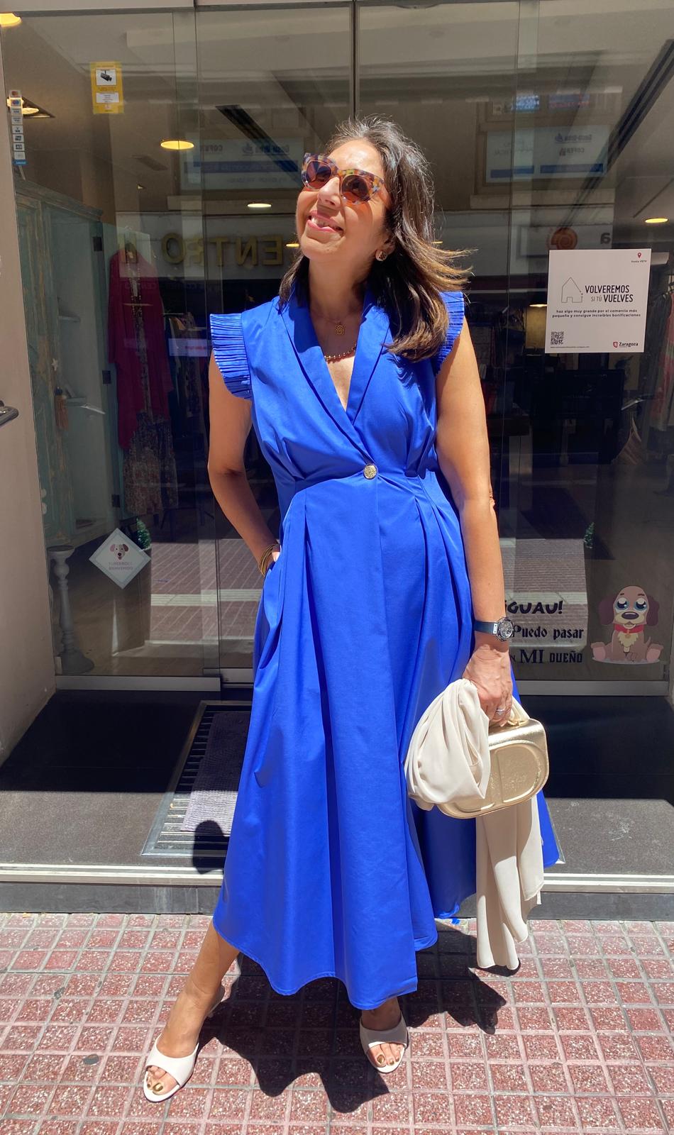 Vestido solapas botón detalle mangas DONDOLA