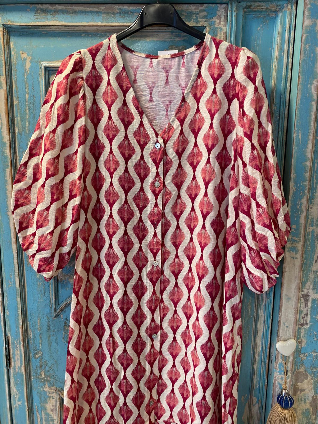 Vestido camisero rombos mangas abullonadas DONDOLA