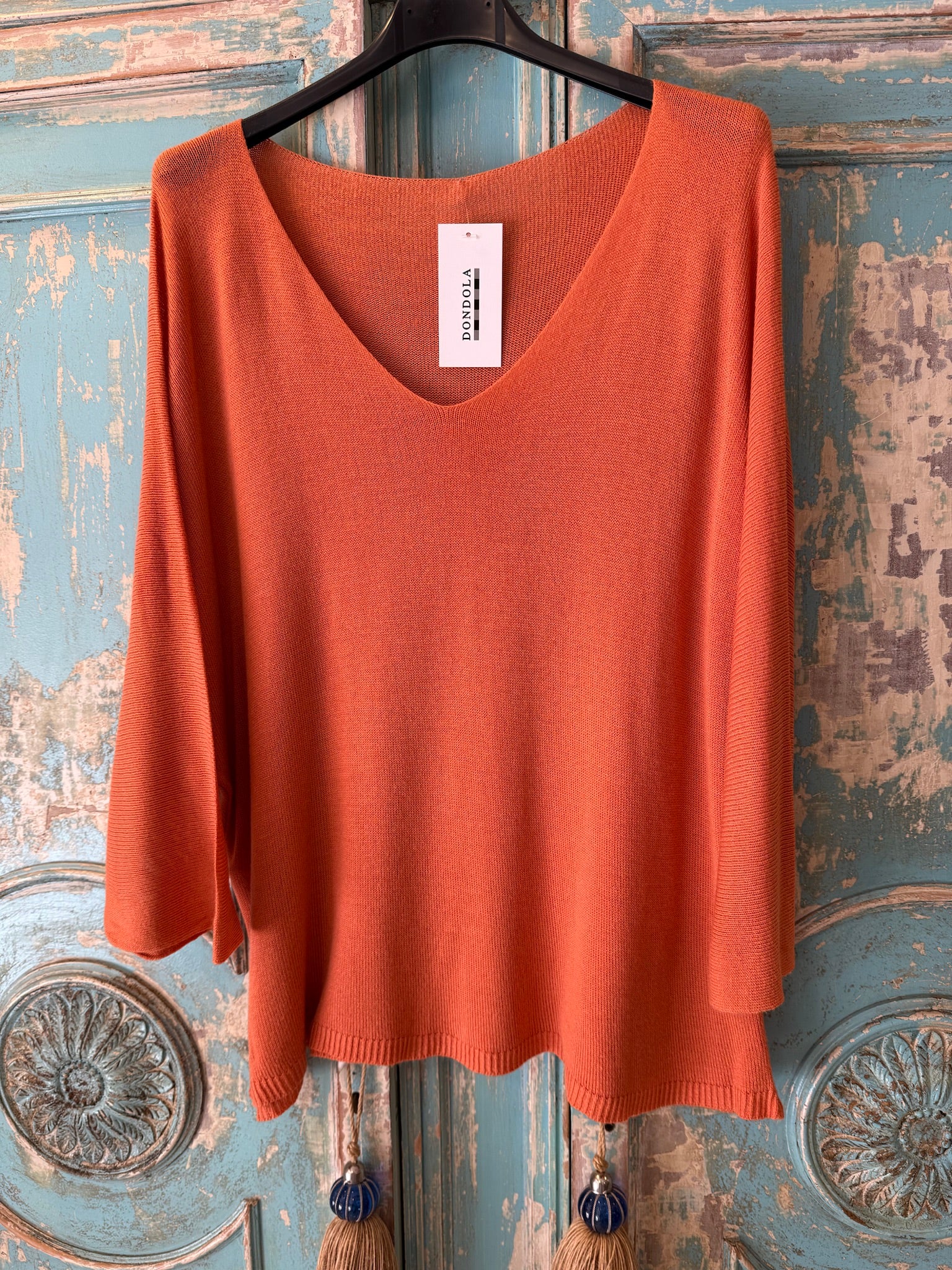 Jersey punto fino escote pico manga 3/4 DONDOLA