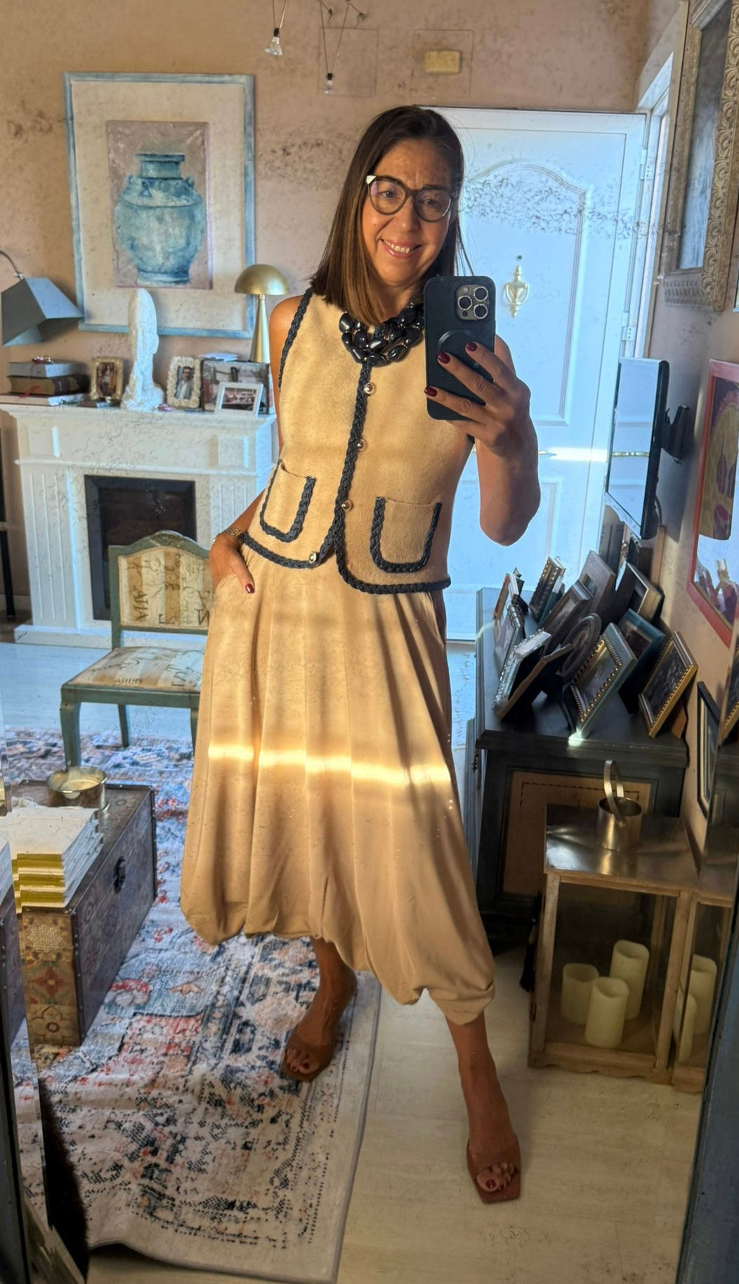 Chaleco punto acabados denim trenzado DONDOLA