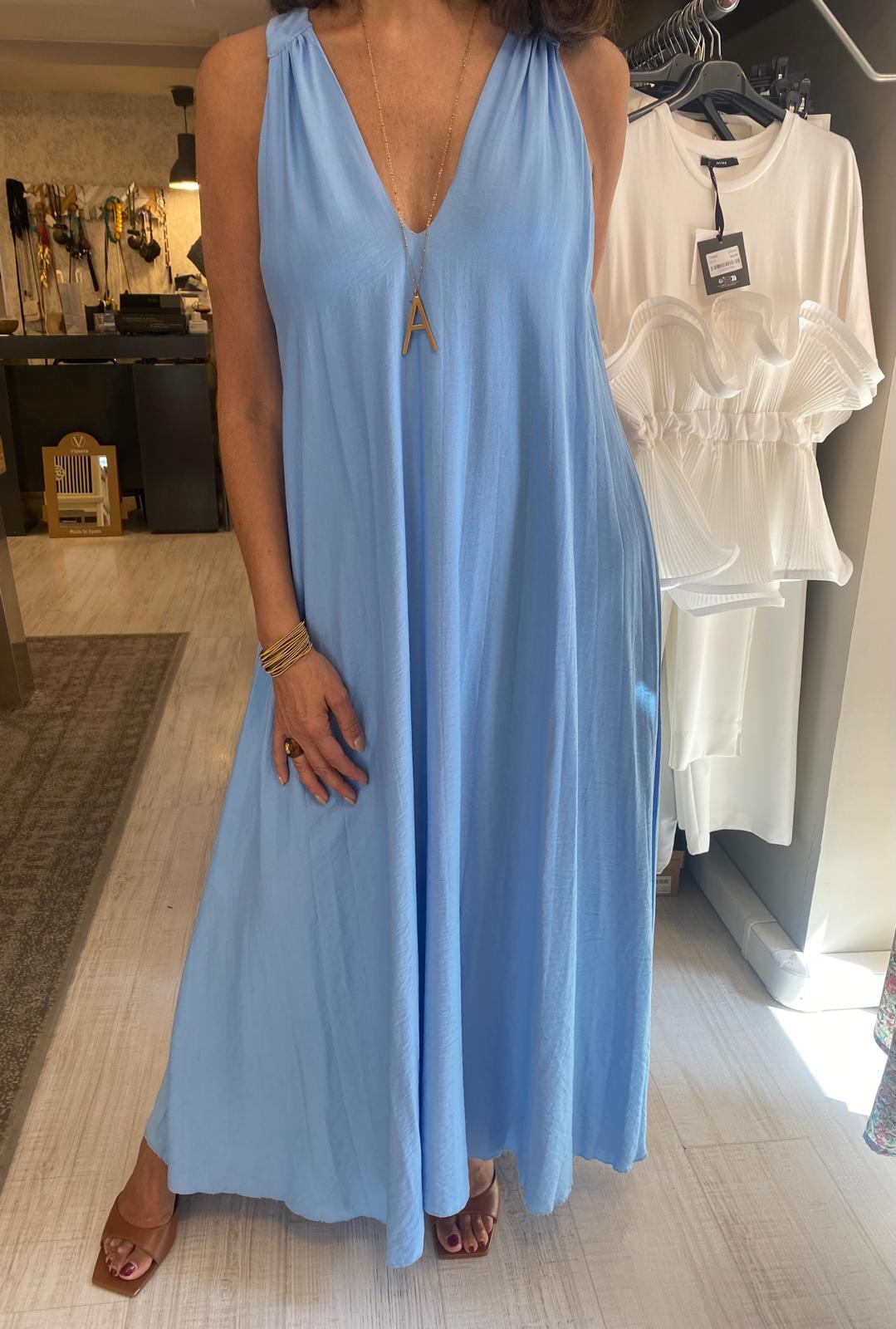 Vestido plisado tirantes con escote pico DONDOLA
