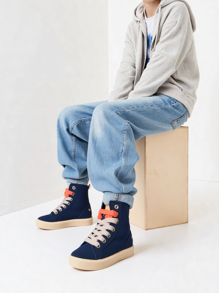 Botitas Deportivas Azul Marino Detalle Coral - Dondola Moda