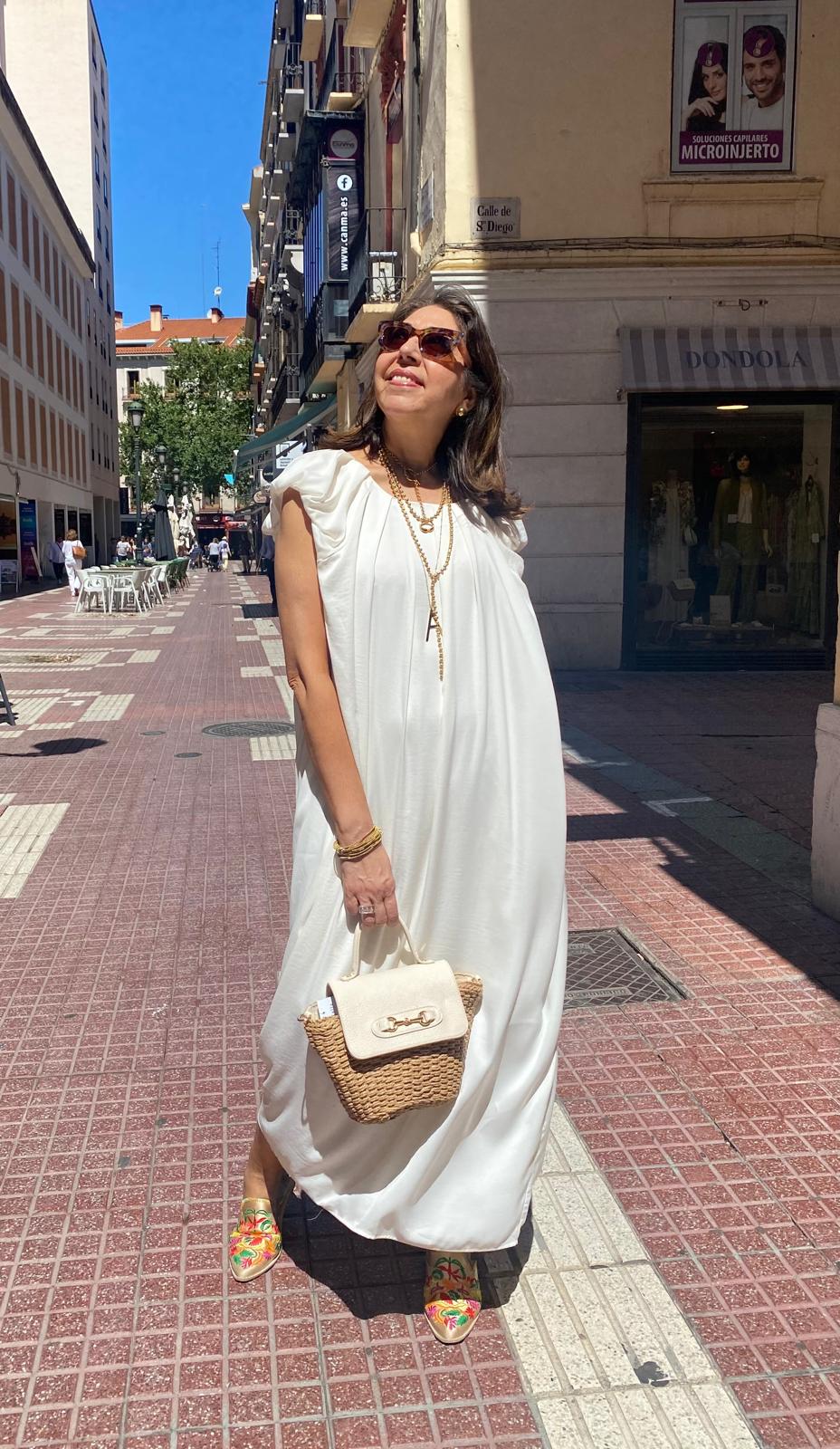 Vestido largo manga sisa abullonada DONDOLA