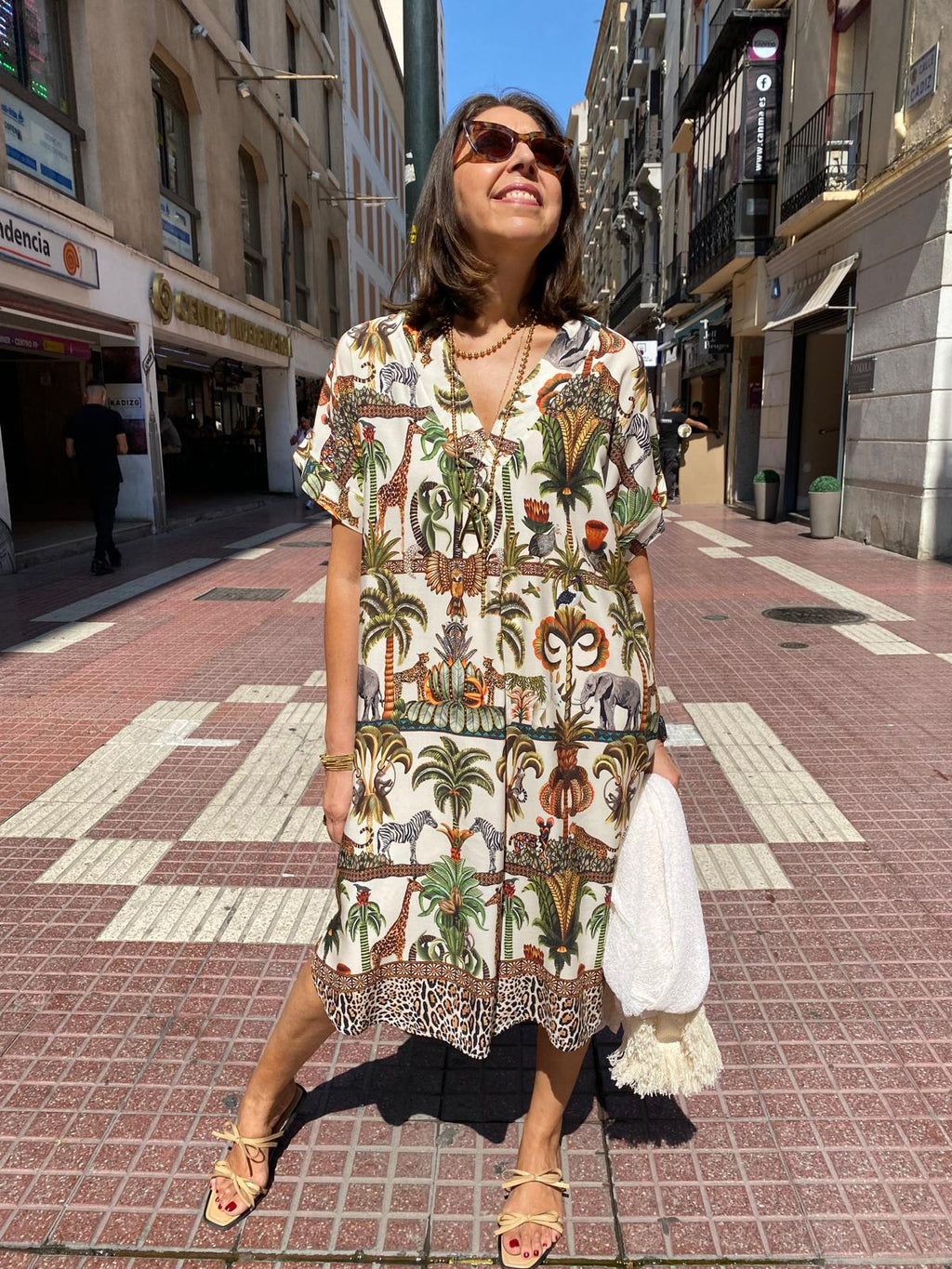 Vestido safari suelto manga corta DONDOLA