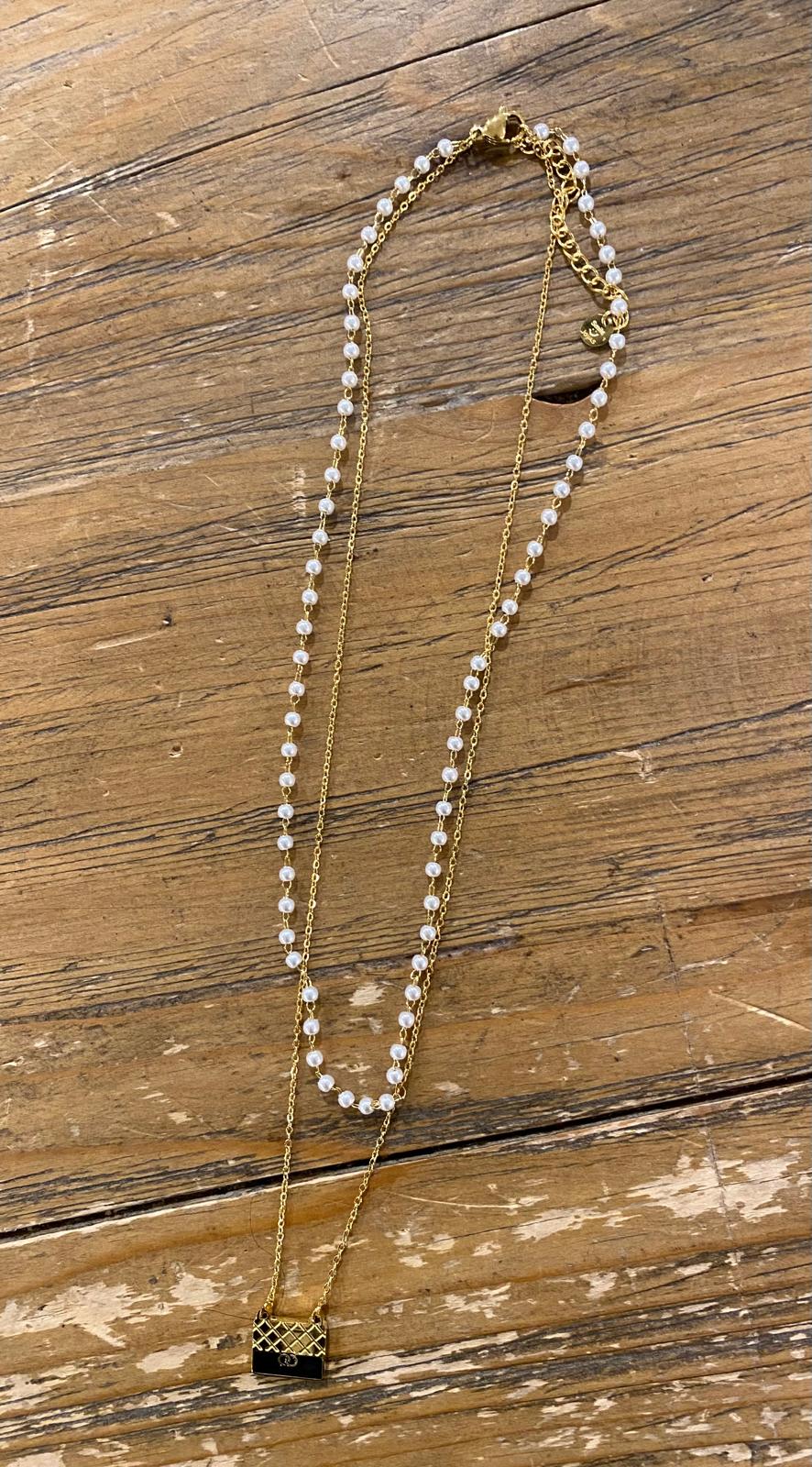 Collar doble perlitas y bolsito DONDOLA