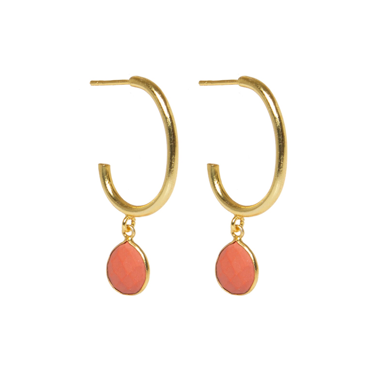 Pendientes de aro acabado en gota coral “Alibey”