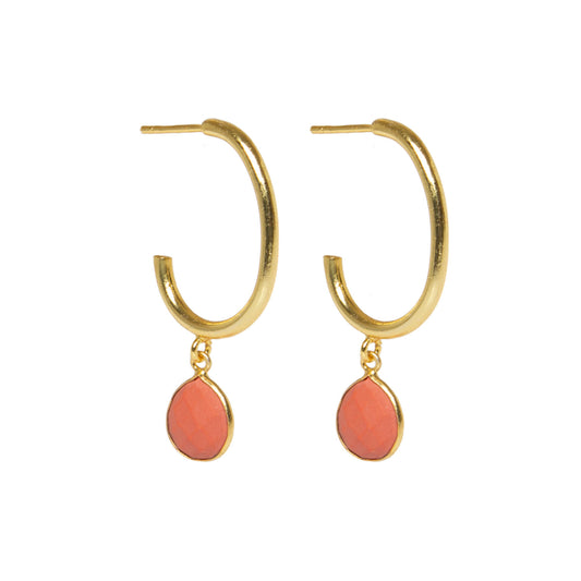 Pendientes de aro acabado en gota coral “Alibey”