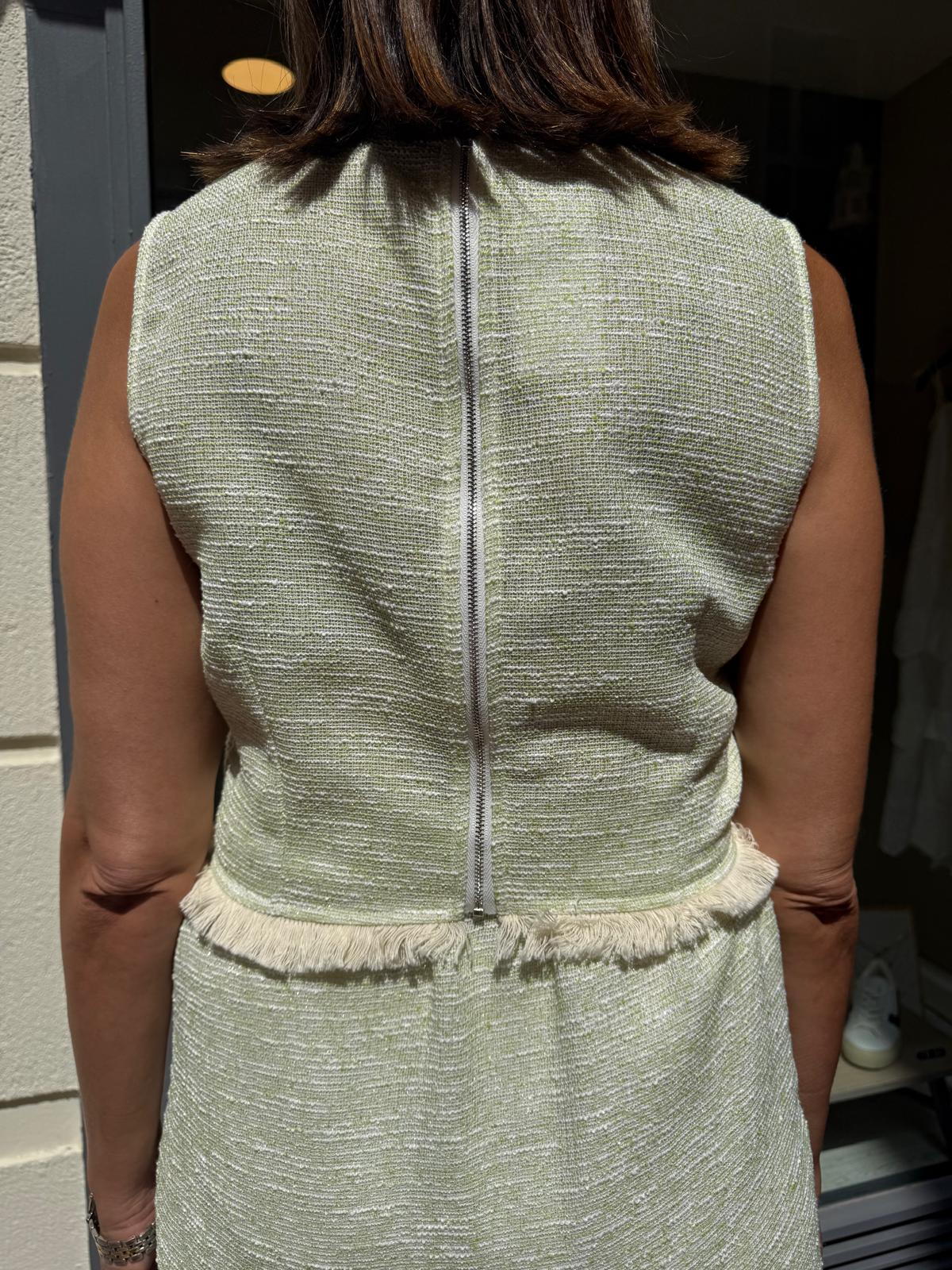 Conjunto top y falda verde tejido tweed algodón DONDOLA