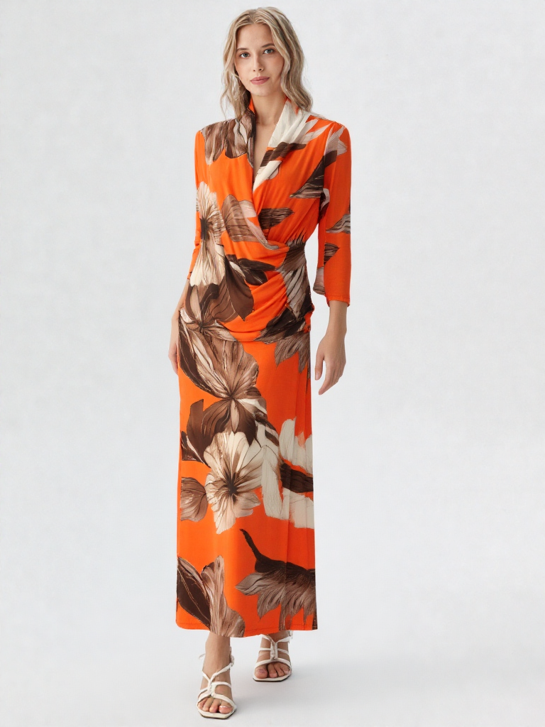 Falda Maxi Floral Tropical con Cintura Elástica