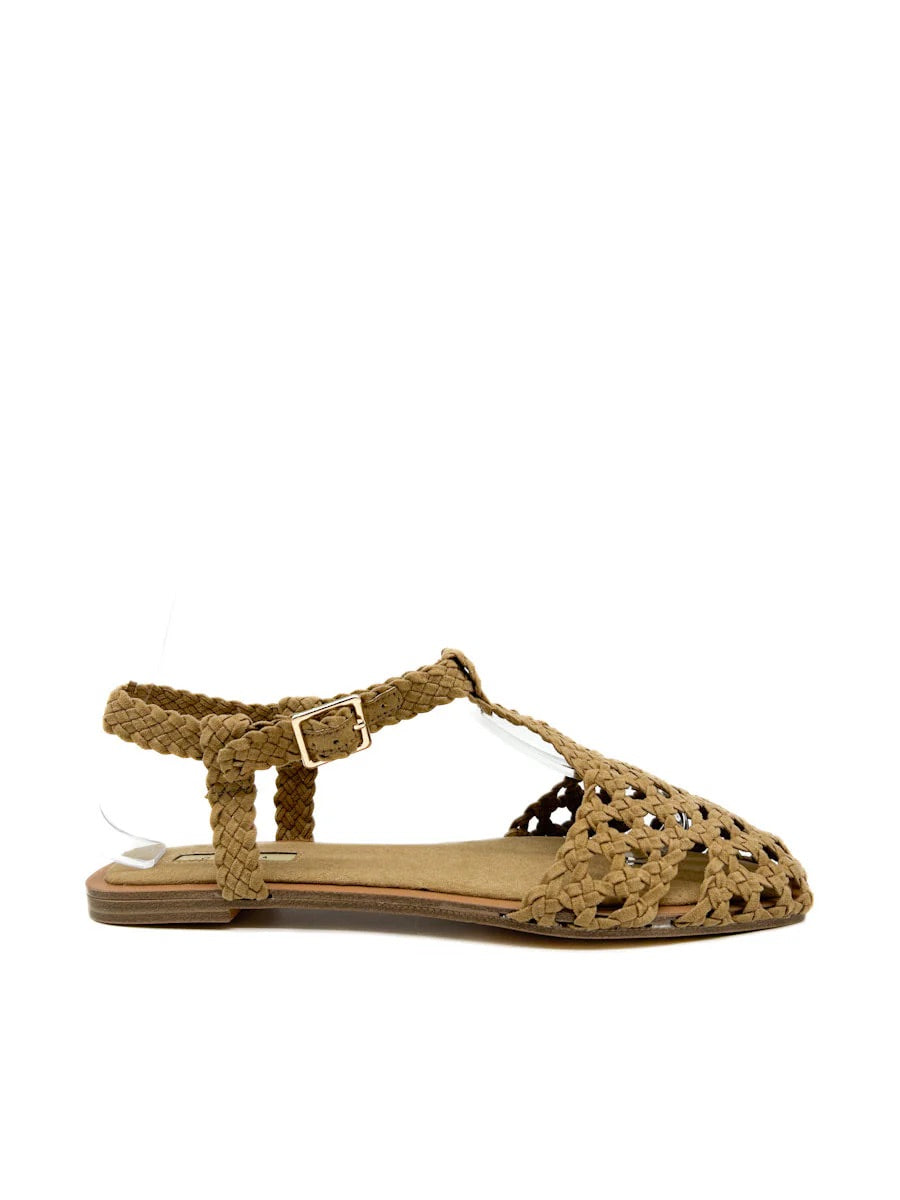 Cangrejera camel destalonada estilo trenzado CORINA