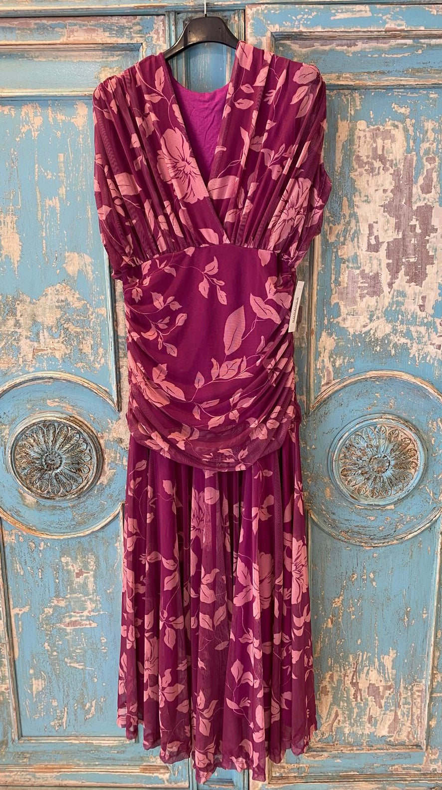 Vestido tul estampado floral escote pico DONDOLA