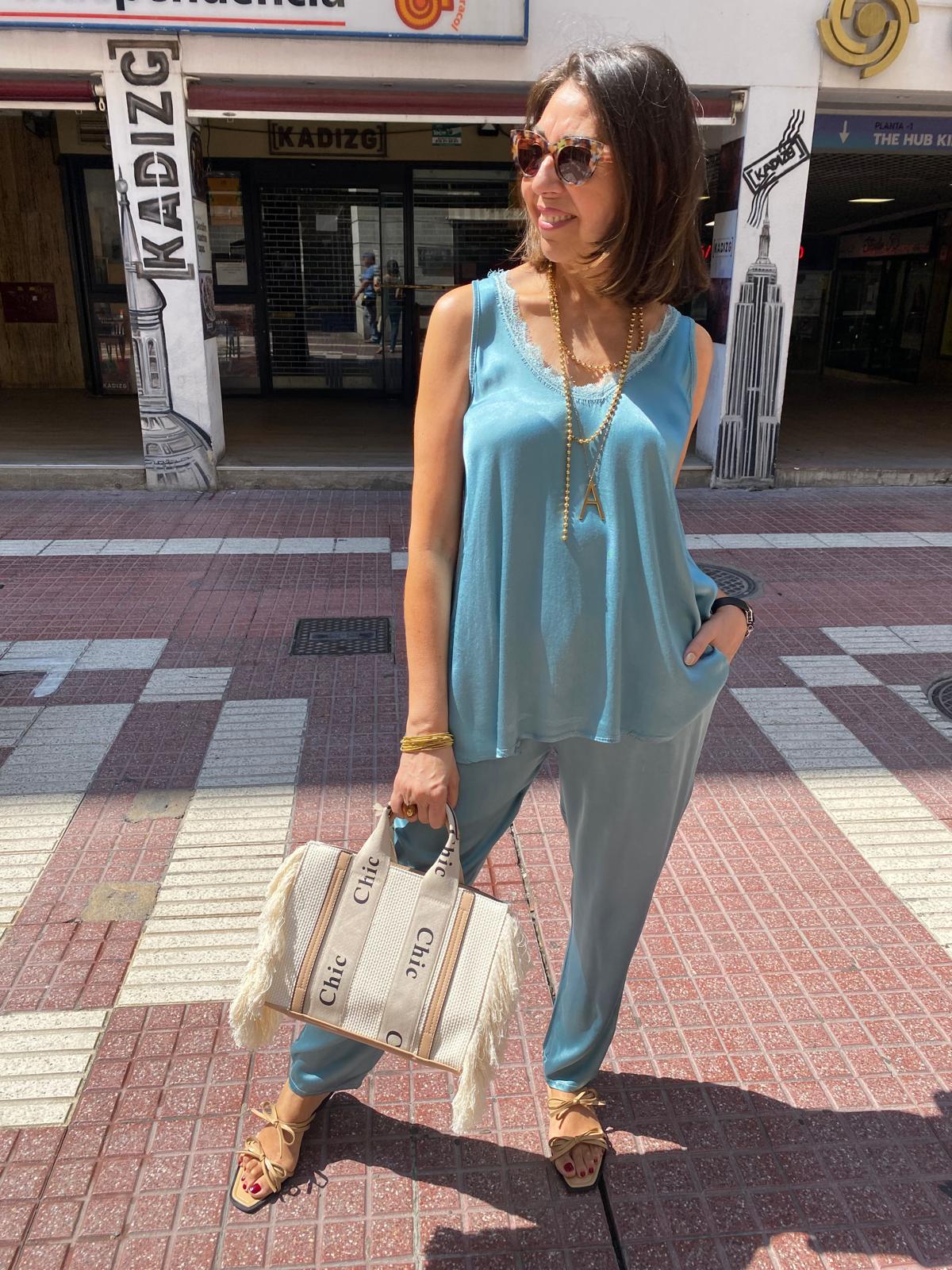 Pantalón satinado elástico cintura DONDOLA