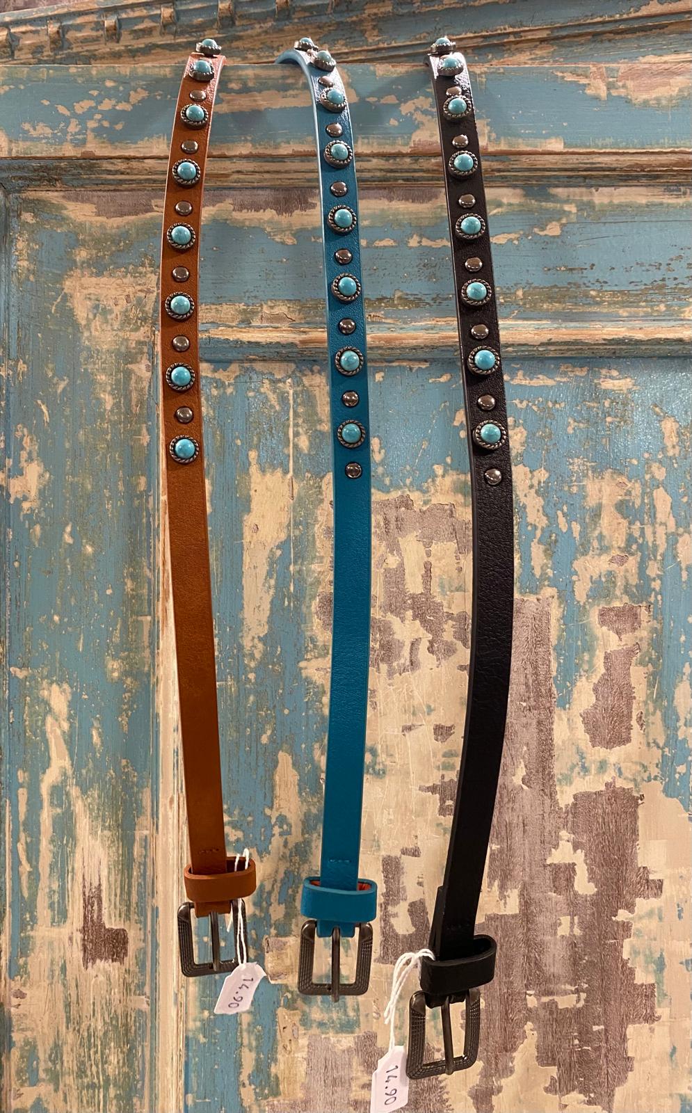 Cinturón fino tachuelas y turquesas DONDOLA