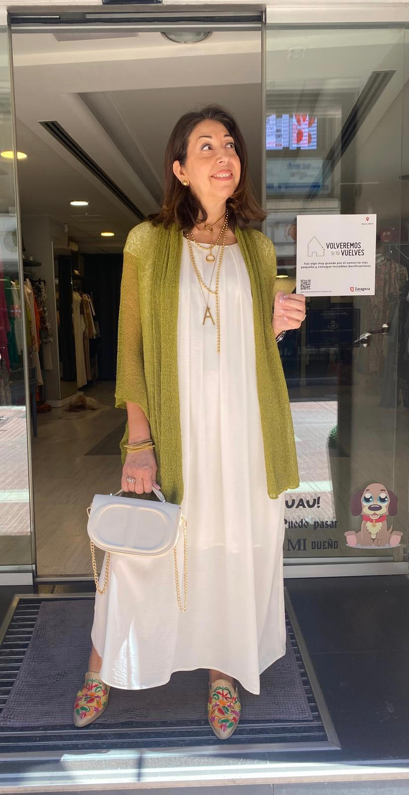 Vestido largo manga sisa abullonada DONDOLA