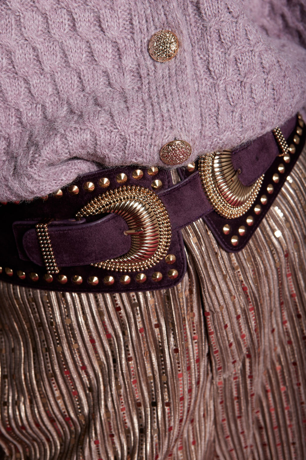 Cinturón fajín de tachas doble hebilla “MEISÏE”